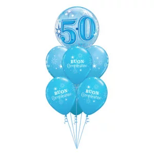Balloon Express Shop Torino - BIG BOUQUET BUBBLE BLUE BIRTHDAY 7