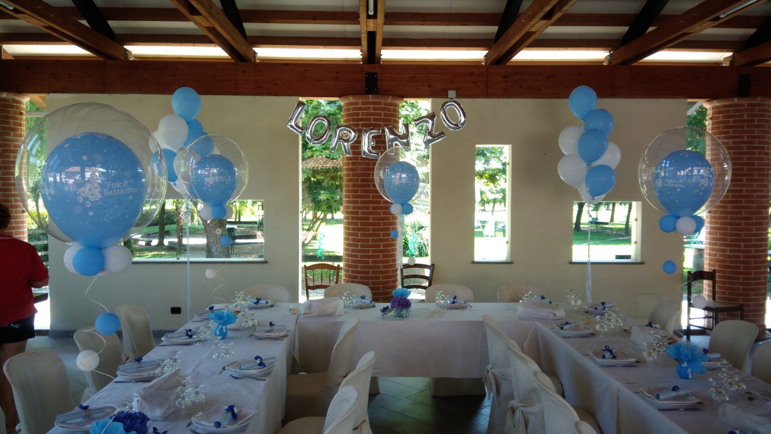 palloncini azzurro battesimo tavolo